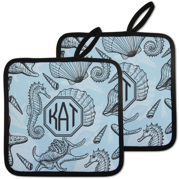 Sea-blue Seashells Pot Holders - Set of 2 MAIN