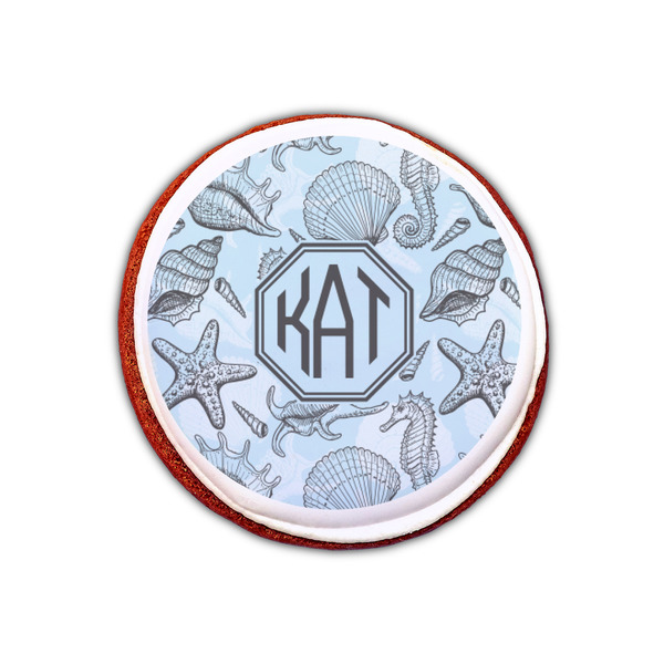 Sea-blue Seashells Printed Icing Circle - XSmall - On Cookie