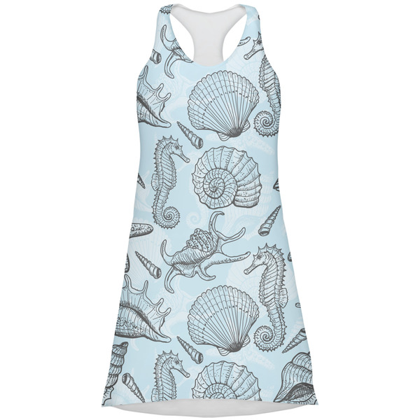 Custom Sea-blue Seashells Racerback Dress - Large