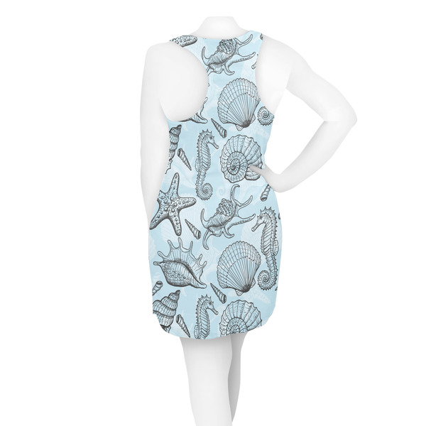 Sea-blue Seashells Racerback Dress - On Model - Back
