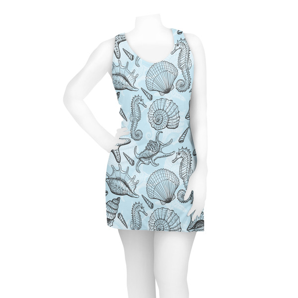 Sea-blue Seashells Racerback Dress - On Model - Front