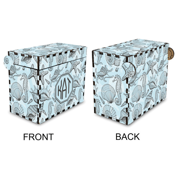 Sea-blue Seashells Recipe Box - Full Color - Approval