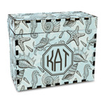 Sea-blue Seashells Wood Recipe Box - Full Color Print (Personalized)