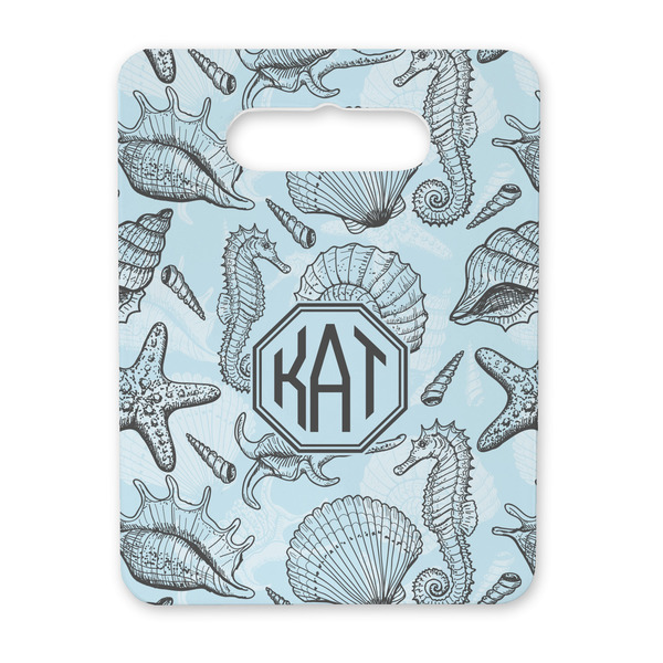 Custom Sea-blue Seashells Rectangular Trivet with Handle (Personalized)