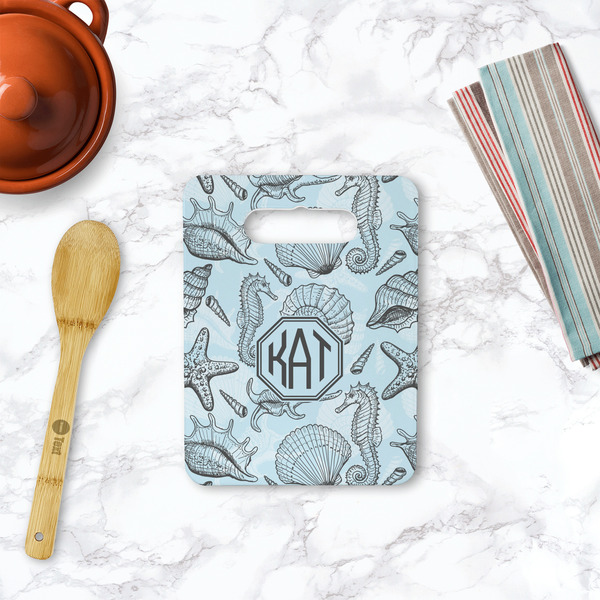 Sea-blue Seashells Rectangle Trivet with Handle - LIFESTYLE