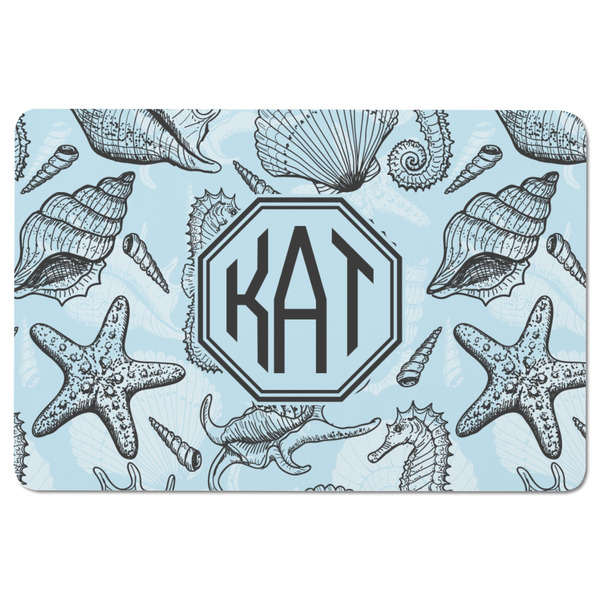 Sea-blue Seashells Rectangular Fridge Magnet - FRONT