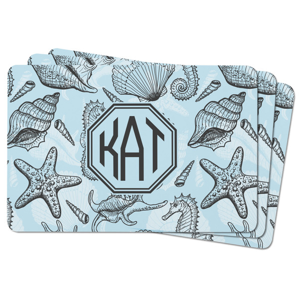 Sea-blue Seashells Rectangular Fridge Magnet - THREE