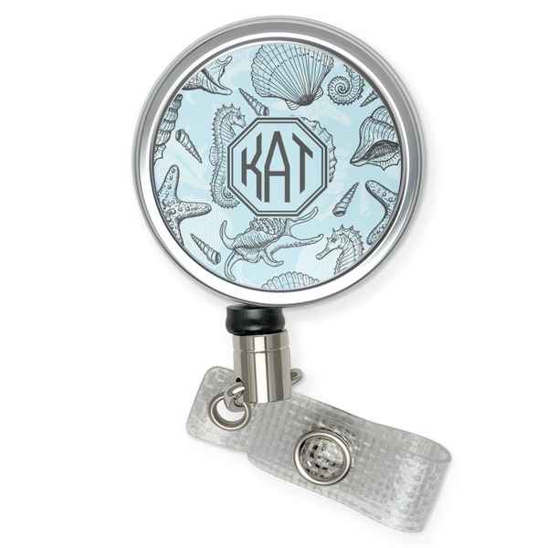 Custom Sea-blue Seashells Retractable Badge Reel (Personalized)