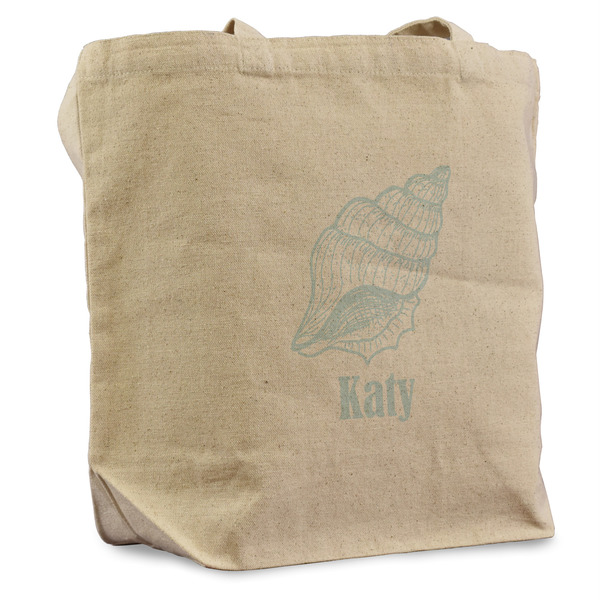 Custom Sea-blue Seashells Reusable Cotton Grocery Bag (Personalized)
