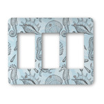 Sea-blue Seashells Rocker Style Light Switch Cover - Three Switch
