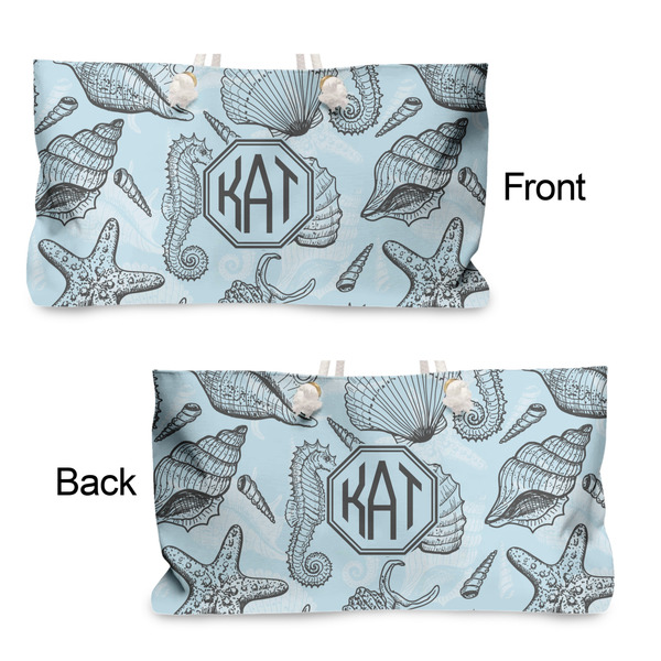 Sea-blue Seashells Large Rope Tote - From & Back View