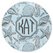 Sea-blue Seashells Round Rubber Backed Coaster (Personalized)
