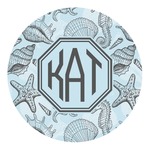 Sea-blue Seashells Round Decal - Small (Personalized)