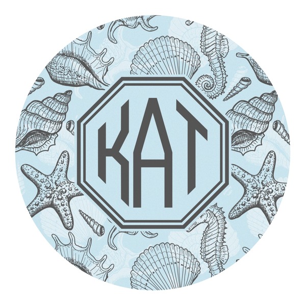Custom Sea-blue Seashells Round Decal - Small (Personalized)