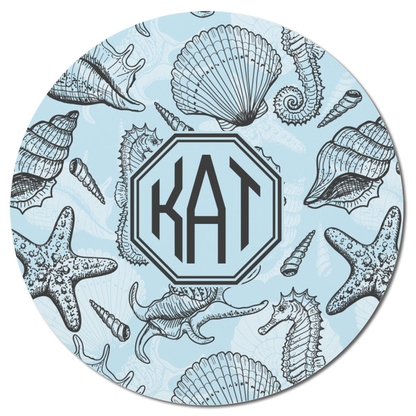 Sea-blue Seashells Round Fridge Magnet - FRONT