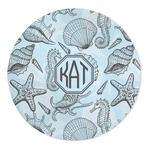 Sea-blue Seashells 5' Round Indoor Area Rug (Personalized)