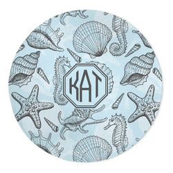Sea-blue Seashells 5' Round Indoor Area Rug (Personalized)