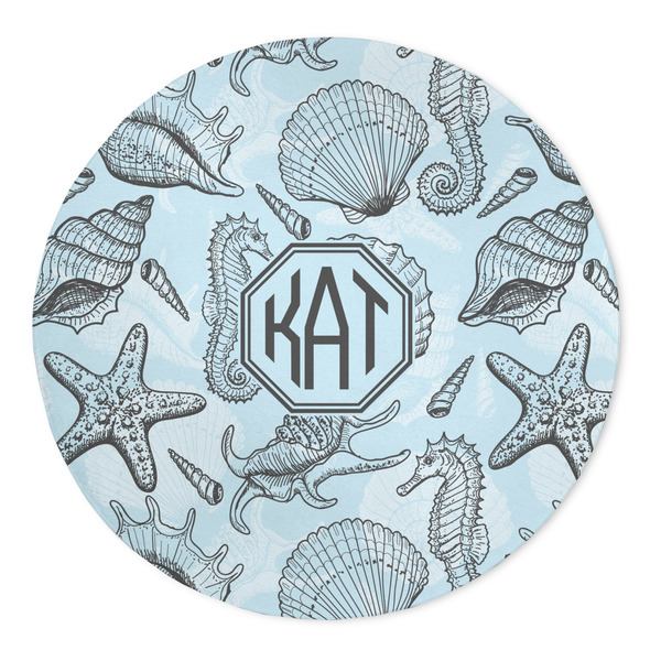 Custom Sea-blue Seashells 5' Round Indoor Area Rug (Personalized)