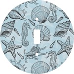 Sea-blue Seashells Round Light Switch Cover