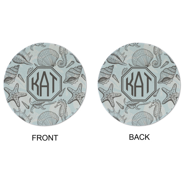 Sea-blue Seashells Round Linen Placemats - APPROVAL (double sided)