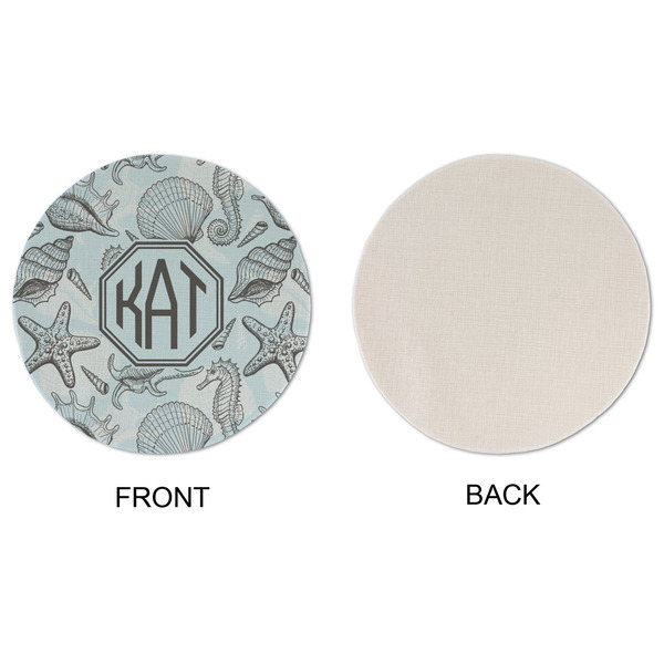 Sea-blue Seashells Round Linen Placemats - APPROVAL (single sided)