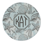 Sea-blue Seashells Round Linen Placemat (Personalized)