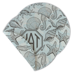 Sea-blue Seashells Round Linen Placemat - Double Sided (Personalized)