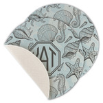 Sea-blue Seashells Round Linen Placemat - Single Sided - Set of 4 (Personalized)