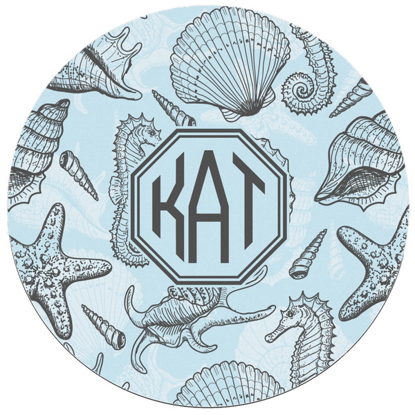 Sea-blue Seashells Round Mousepad - APPROVAL