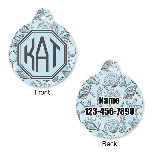 Sea-blue Seashells Round Pet ID Tag - Large - Approval