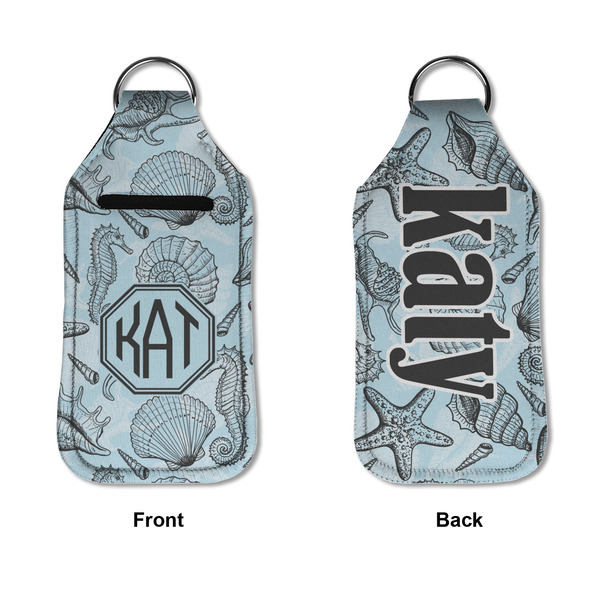 Sea-blue Seashells Sanitizer Holder Keychain - Large APPROVAL (Flat)