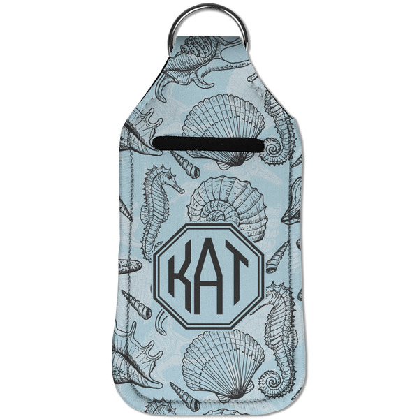 Sea-blue Seashells Sanitizer Holder Keychain - Large (Front)