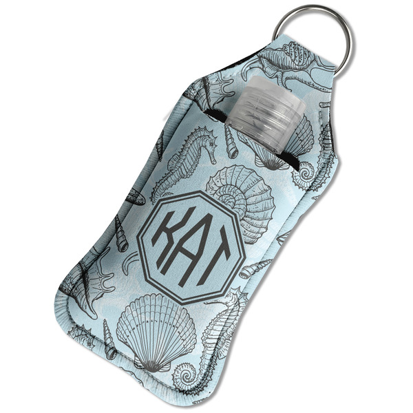 Sea-blue Seashells Sanitizer Holder Keychain - Large in Case