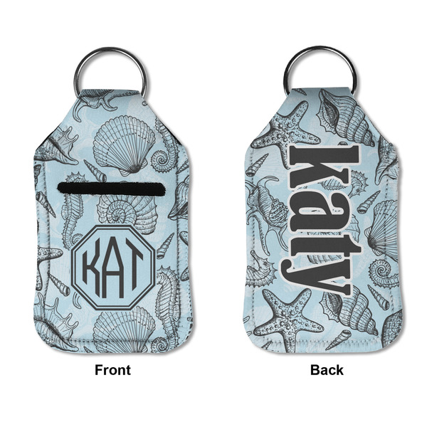 Sea-blue Seashells Sanitizer Holder Keychain - Small APPROVAL (Flat)
