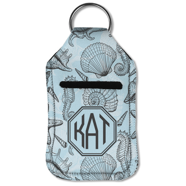 Sea-blue Seashells Sanitizer Holder Keychain - Small (Front Flat)