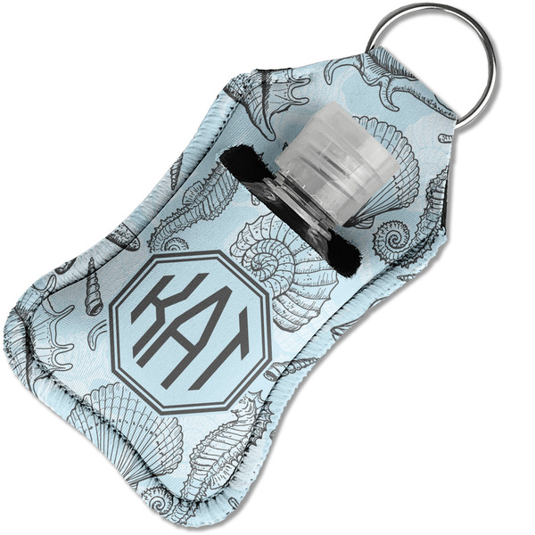 Sea-blue Seashells Sanitizer Holder Keychain - Small in Case