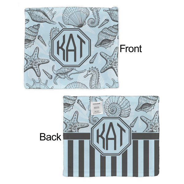 Sea-blue Seashells Security Blanket - Front & Back View