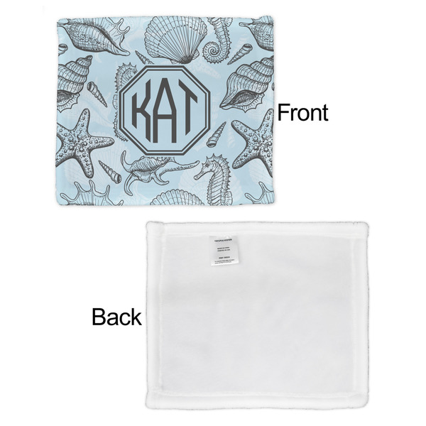 Sea-blue Seashells Security Blanket - Front & White Back View