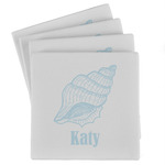 Sea-blue Seashells Absorbent Stone Coasters - Set of 4 (Personalized)