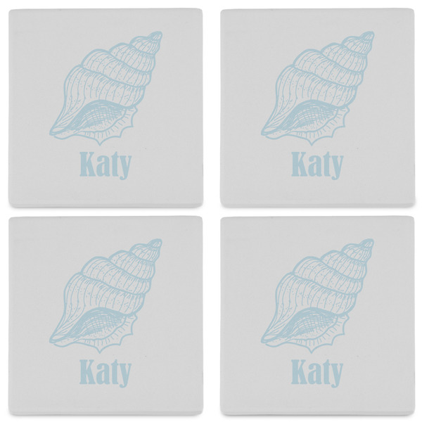 Sea-blue Seashells Set of 4 Sandstone Coasters - See All 4 View