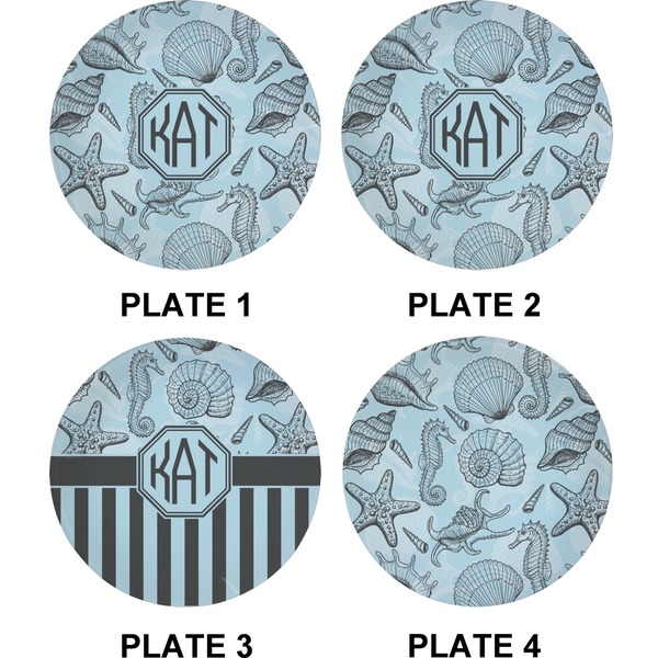 Sea-blue Seashells Set of Appetizer / Dessert Plates (Approval)