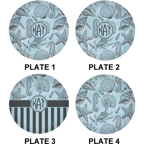 Sea-blue Seashells Set of Lunch / Dinner Plates (Approval)