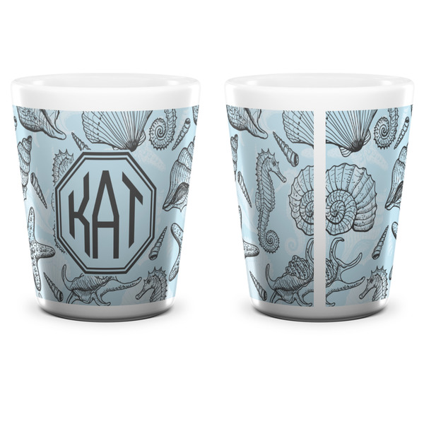 Sea-blue Seashells Shot Glass - White - APPROVAL