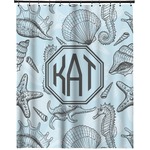 Sea-blue Seashells Extra Long Shower Curtain - 70"x84" (Personalized)