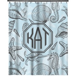Sea-blue Seashells Extra Long Shower Curtain - 70"x84" (Personalized)