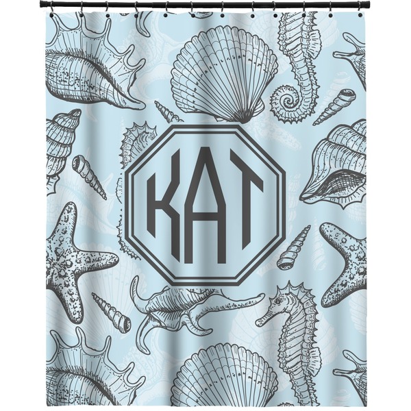 Custom Sea-blue Seashells Extra Long Shower Curtain - 70"x84" (Personalized)