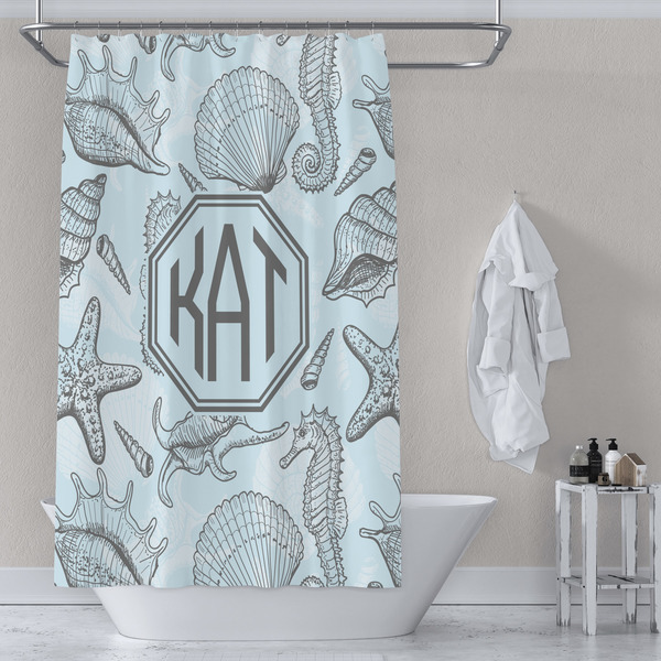 Sea-blue Seashells Shower Curtain Lifestyle