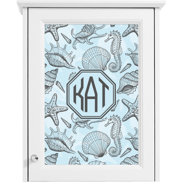 Sea-blue Seashells Single White Cabinet Decal