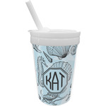 Sea-blue Seashells Sippy Cup with Straw (Personalized)