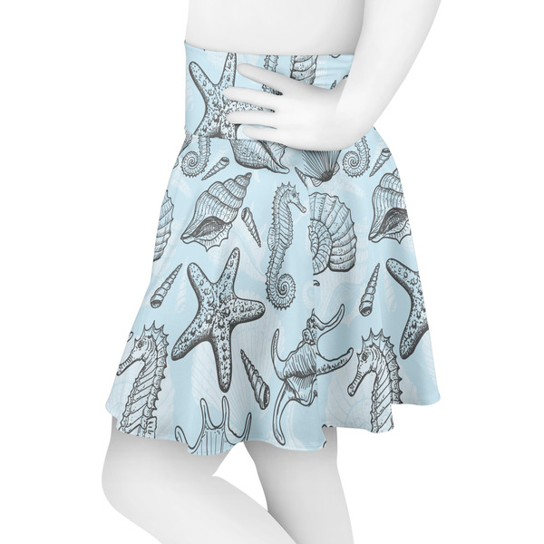 Sea-blue Seashells Skater Skirt - Side